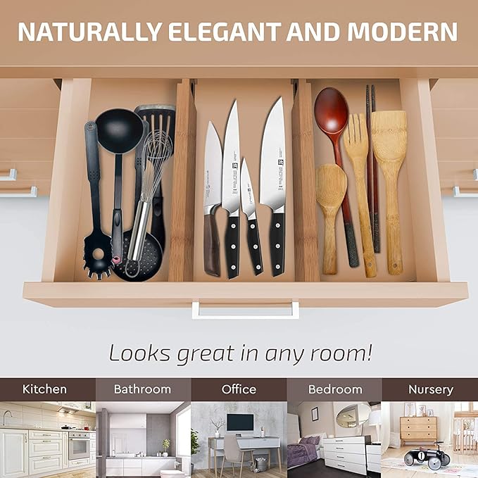 6-Pack Drawer Dividers, 2.6 Inches High, Kitchen Utensil Storage