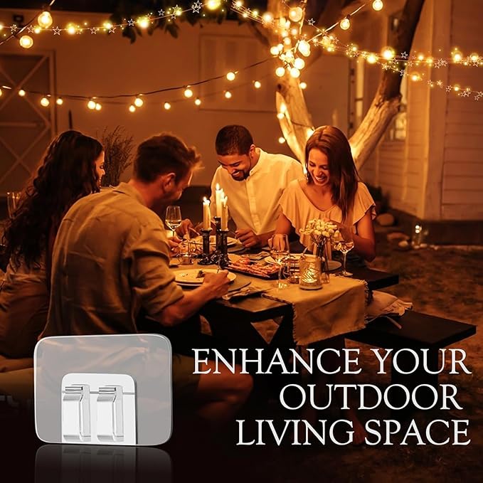 Hooks for Outdoor String Lights Clips: Heavy Duty Cable Clips with Waterproof Adhesive Strips for Hanging Christmas Light - Outside UV-Resistant Clear Sticky Cord Holders Rope Organizer (300)