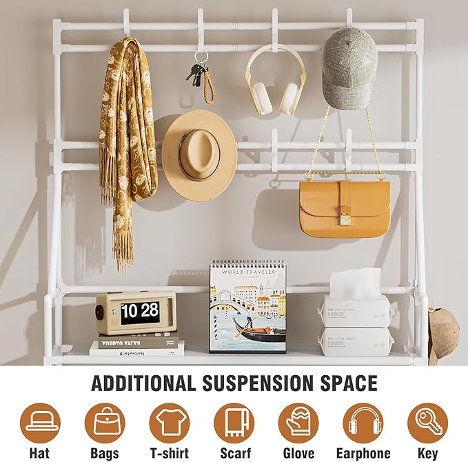 OYREL Shoe Rack 8 Tier Large Shoe Organizer Storage 32-40 Pairs Metal Shoe Storage Rack with Hooks and Side Pocket for Entrance Entryway Closet Shoe Shelf Holder