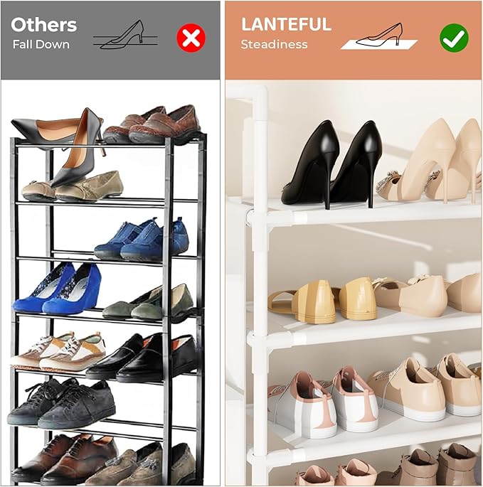 6 Tier Shoe Rack Storage for 24-30 Pairs Shoe and Boot, White