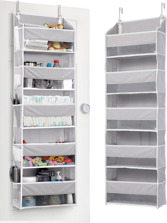 1 Pack Over Door Organizer with 5 Large Pockets 10 Mesh Side Pockets, 5 Layer