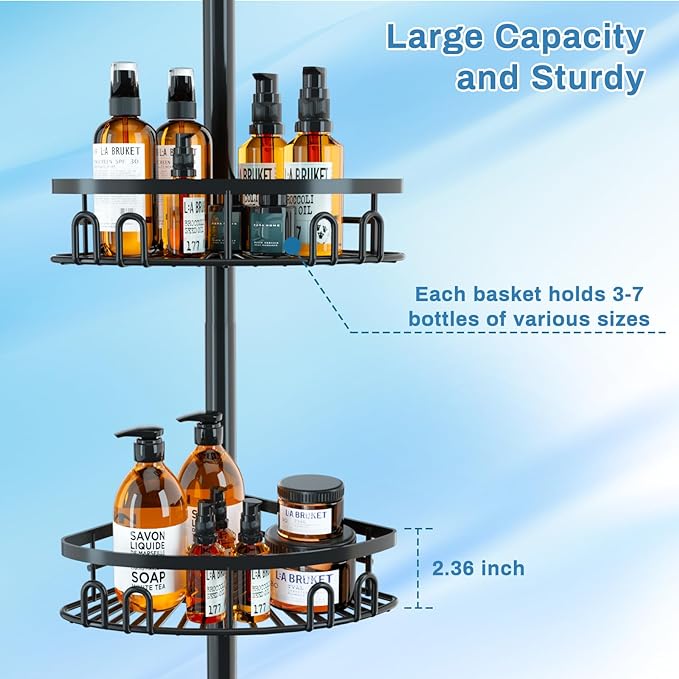 Rustproof Corner Shower Caddy Tension Pole