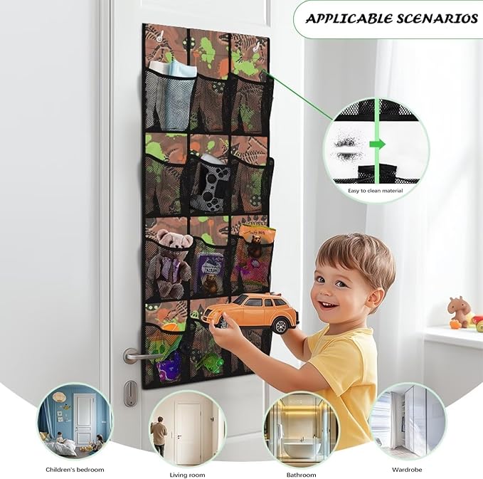 Green Dinosaur Over Door Shoe Organizer