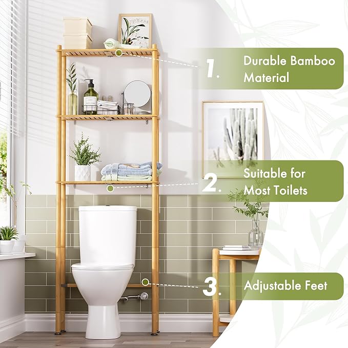 Over The Toilet Storage Bamboo, Natural Color