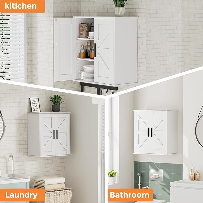 Bathroom Wall Cabinet, 11.8" D