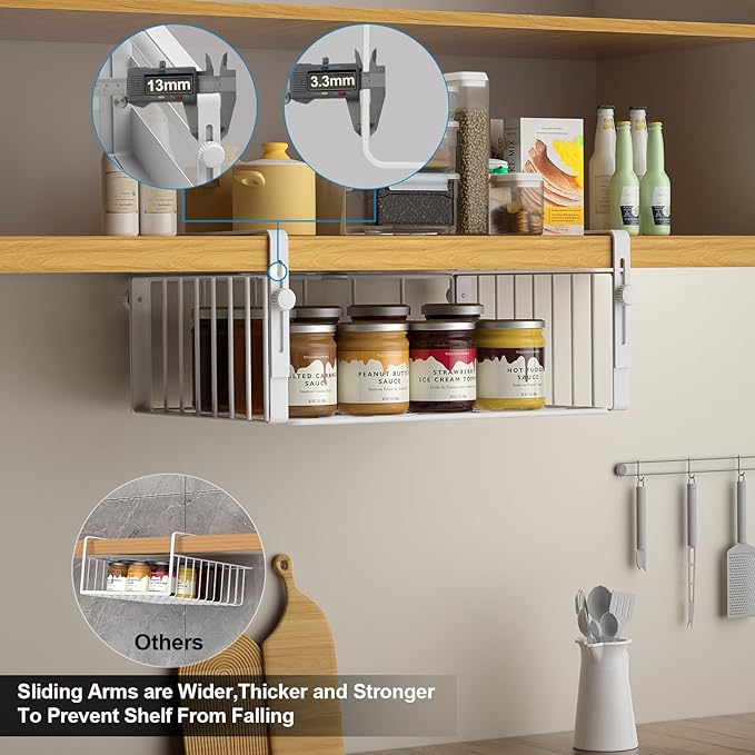 2 Pack Hanging Under Shelf Storage Basket, White