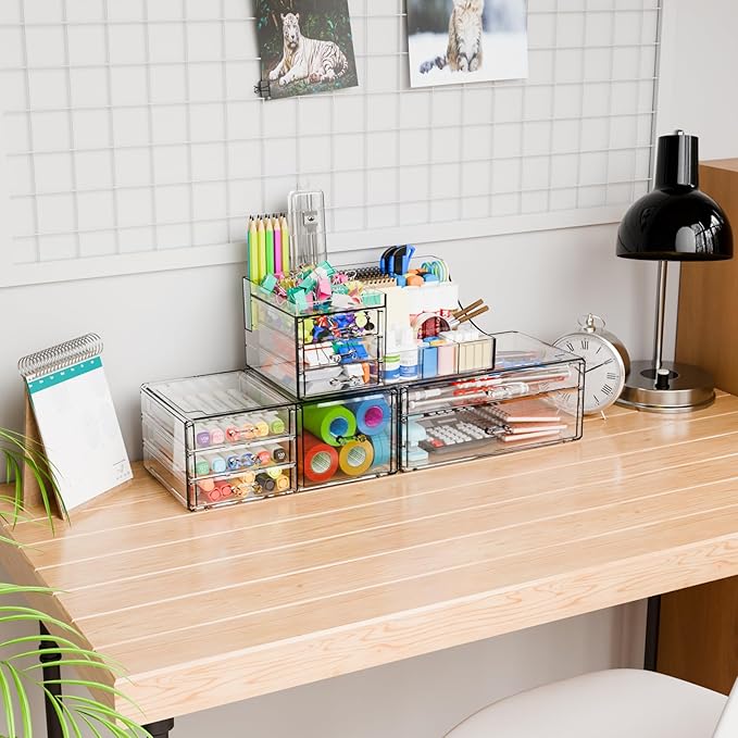 3 Pack Clear Makeup Organizer Countertop for Dresser