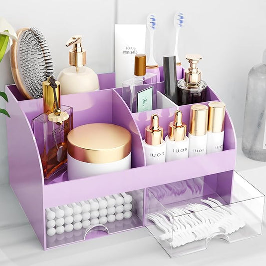 Makeup Organizer with Drawers, Purple