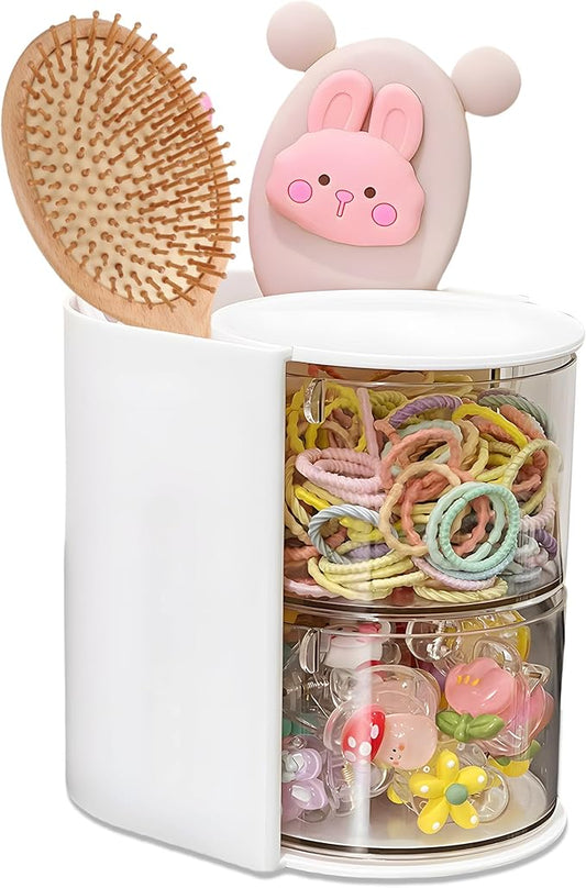Azurphoric Hair Accessories Organizer with Hair Brush Holder, White, 2-Layer