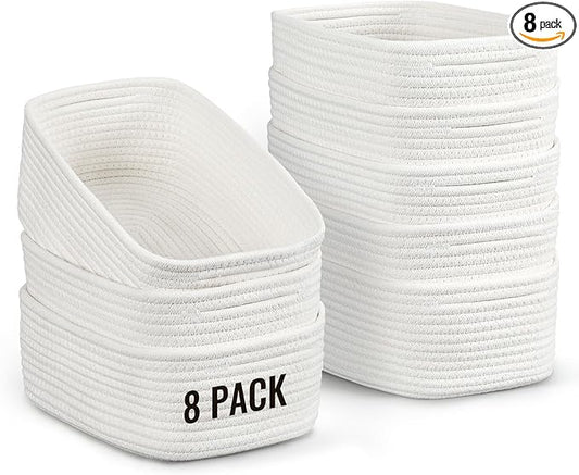 8 Pack Small Storage Baskets for Organizing, 11.5"x7.5"x4.7"-White