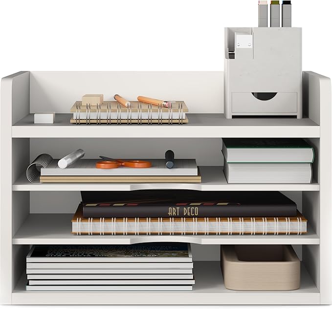 File Organizer, 4-Tier Office Desk Organizer, White