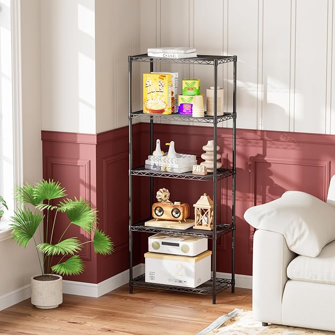 5 Tier Adjustable Storage Shelves Heavy Duty Metal Utility Shelf 500LBS Capacity