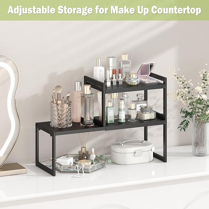 Expandable Kitchen Countertop Organizer, Black, 2 Pack
