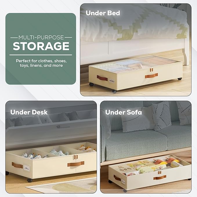 Underbed Storage with Wheels, 2 Pack (36L Each)