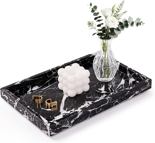 Marble Bathroom Tray for Countertop & Home Decor, Black