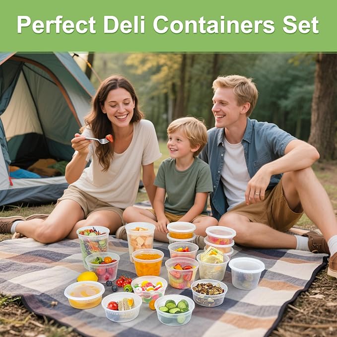 60 Sets (120-Piece) Deli Containers with Lids 16 oz