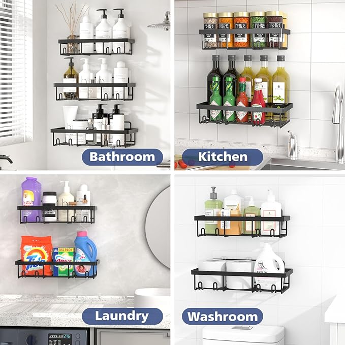 10 Pack Shower Caddy Organizer Rack Shelf for Inside Shower, Black