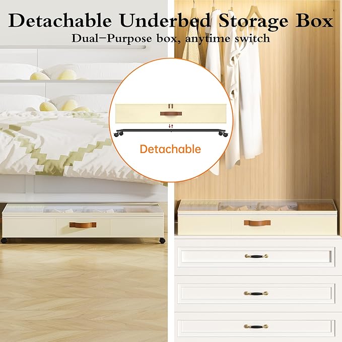 Under Bed Storage with Wheels, 2 Pack