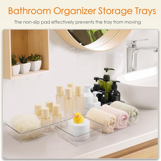 Drawer Organizer, 10 Pack Large Clear Plastic Set