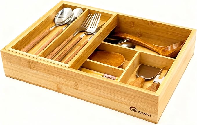 2-Tier Drawer Organizer with Removable Cutlery Tray Kitchen Utensil Silverware
