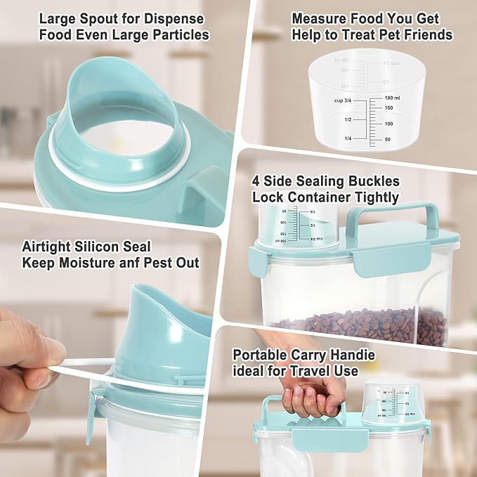 Upgraded Large Nozzle Cat Dog Food Storage Container BPA-free