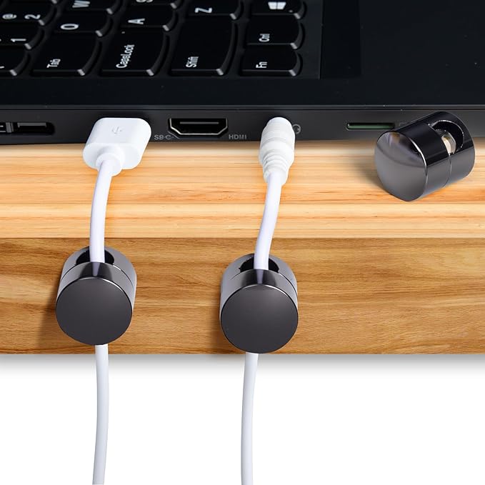 5 Sets Charger Holders for Cords, Black Adjustable Cable Anchor Holders