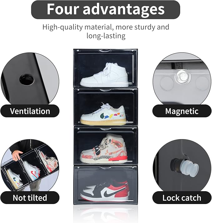 XL clear shoe storage boxes stackable