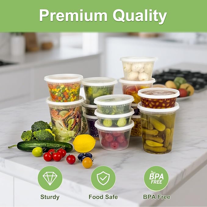 60 Sets (120-Piece) Deli Containers with Lids 16 oz