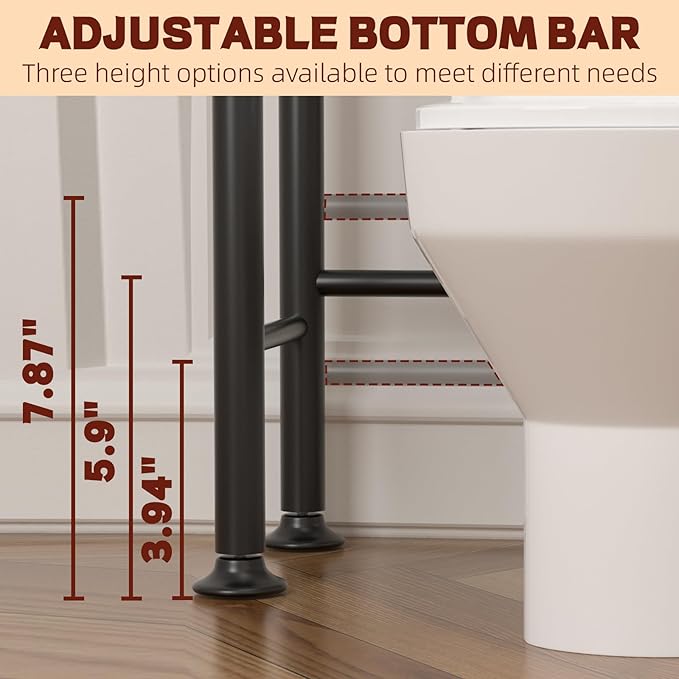4-Tier Over Toilet Storage with Anti-Tilt Safety System, 69.3" H, Brown