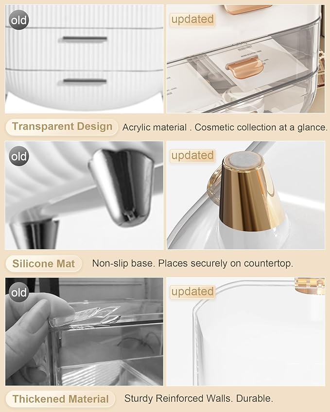 Makeup Organizer Countertop, White/Brush