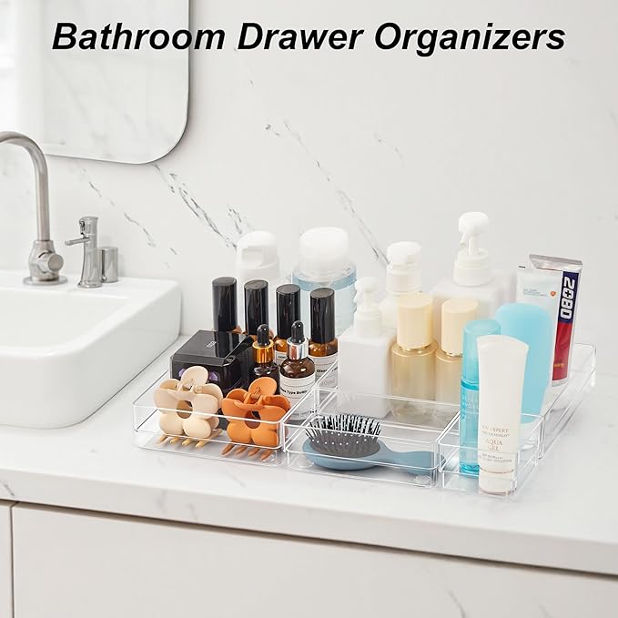 7-Piece Drawer Organizer with Non-Slip Silicone Pads