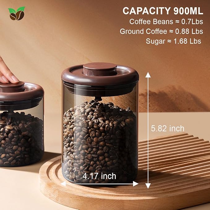 Glass Coffee Canister 900ml x 2 Jar
