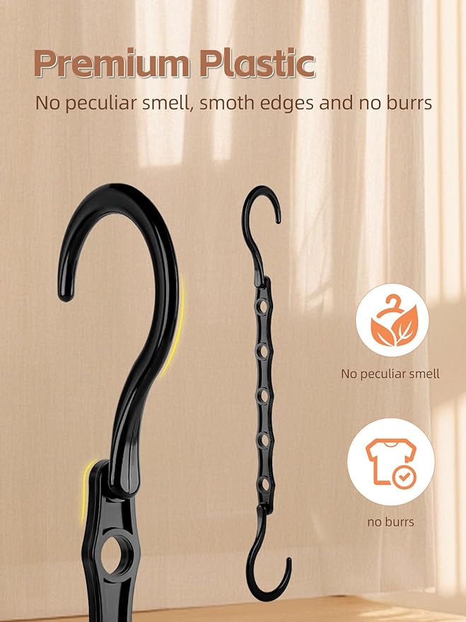 DAY Space Saving Hanger 20 Pack Sturdy Black Magic Hangers for Closet Organizers