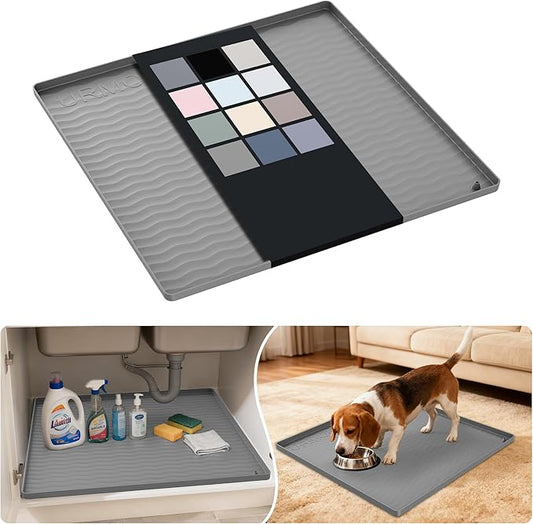 Waterproof Silicone Under Sink Mat 22'' x 22'' Shelf Liner for Kitchen, Beige