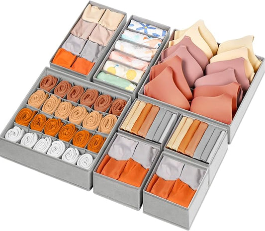 Drawer Organizer Clothes, 48 Compartments, Grey