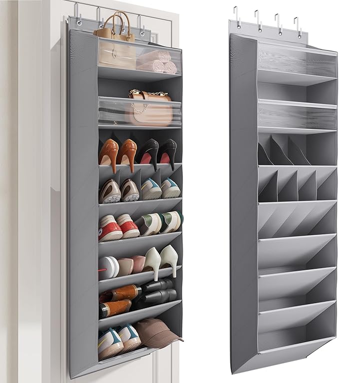16-20 Pairs Over the Door Shoe Organizer, Grey