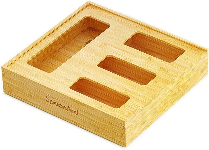 Bag Storage Organizer for Kitchen Drawer, Bamboo Organizer, 2" High)