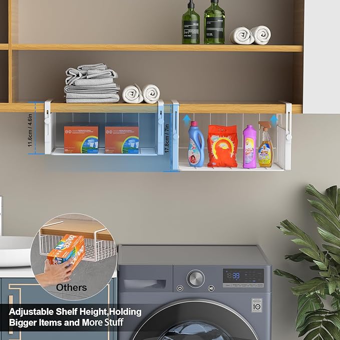 2 Pack Hanging Under Shelf Storage Basket, White