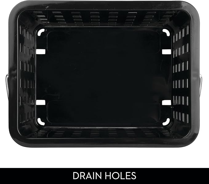 Plastic Shower Caddy Basket with Handle for Bathroom or College Dorm, Black