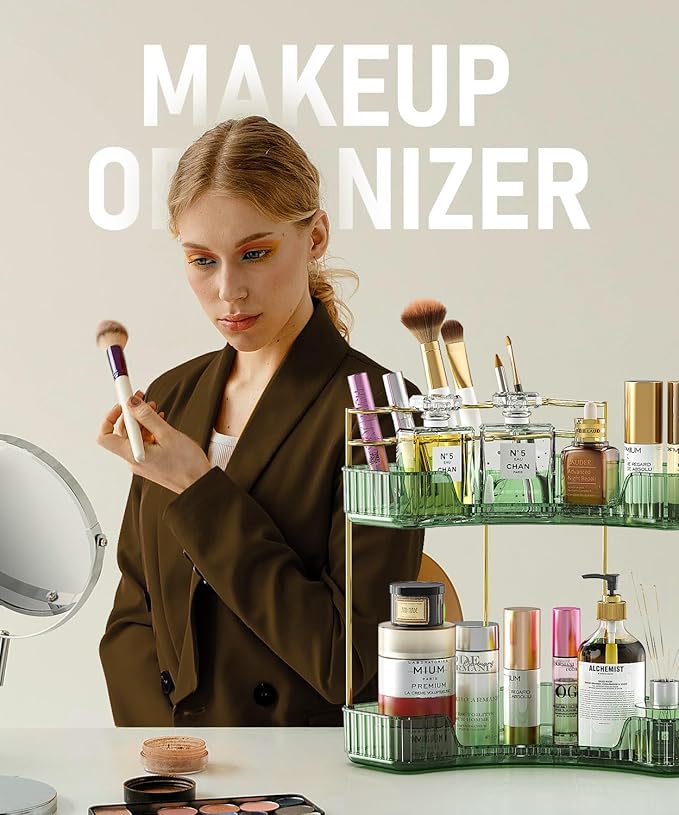 2-Tier Corner Bathroom Counter Organizer Makeup Cosmetic Storage