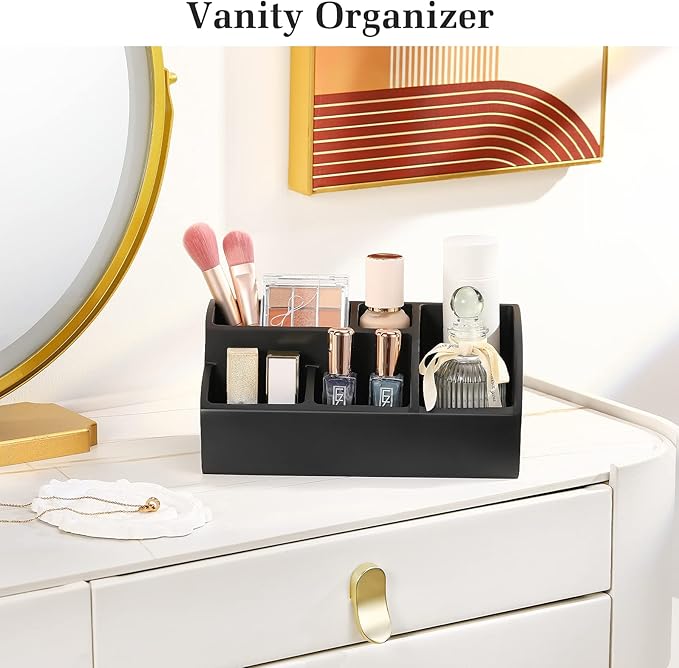 Bathroom Counter Organizer, Toothbrush Holder for Bathroom 5 Slot, Matte Black