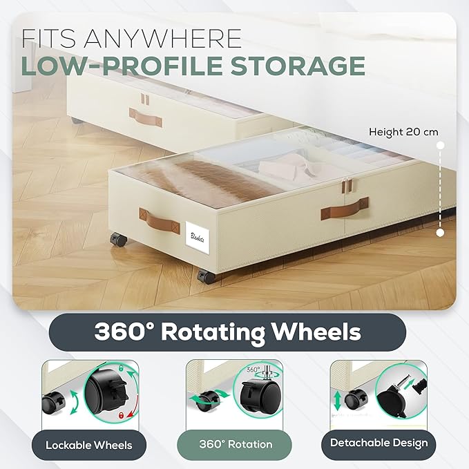 Underbed Storage with Wheels, 2 Pack (36L Each)