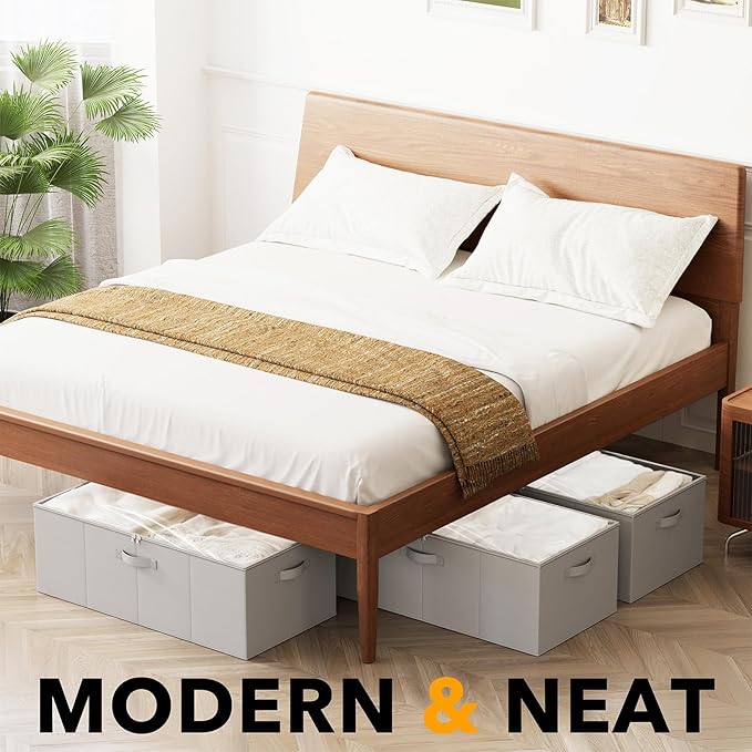 3 Pack 10" High Under Bed Storage Containers, Gray