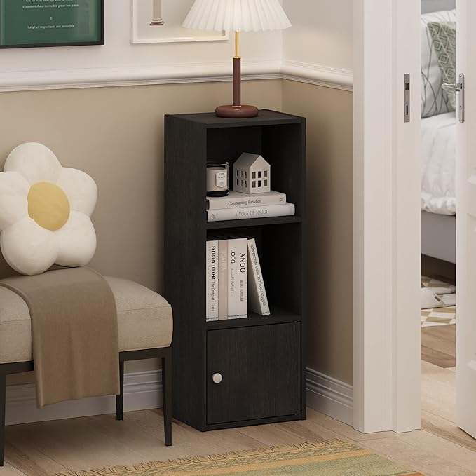 Furinno LUDER Book Shelf, 3-Tier Modern Bookshelf, Blackwood