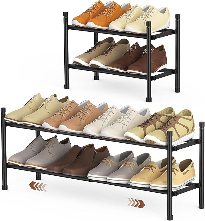 Expandable Shoe Rack, 2 Tier Shoe Rack for Closet