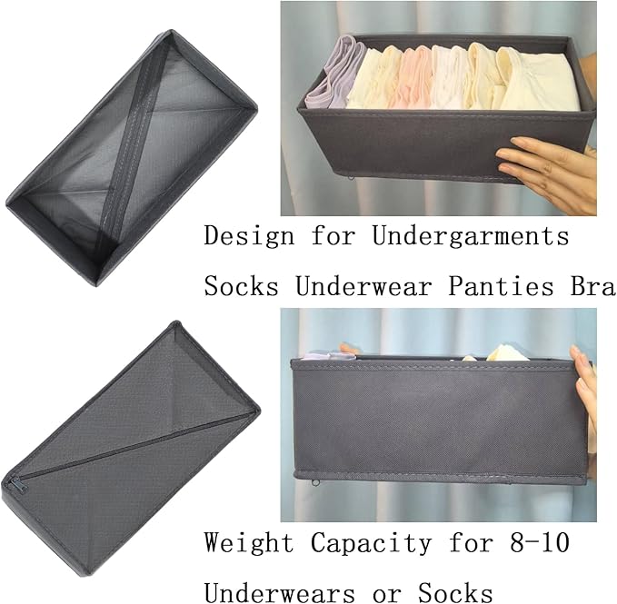 Sock Drawer Organizer 6 Pack, Gray
