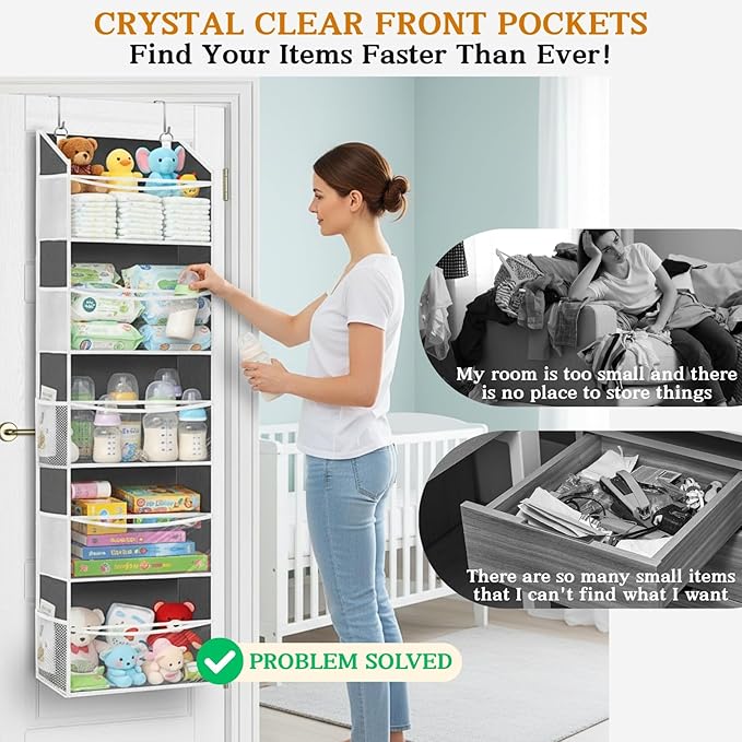 2 Pack Over Door Organizer with 5 Large Pockets