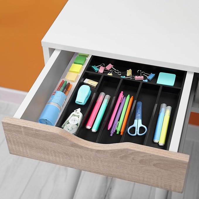 Kitchen Bamboo Silverware Organizer, Kitchen Drawer Organizer, Black
