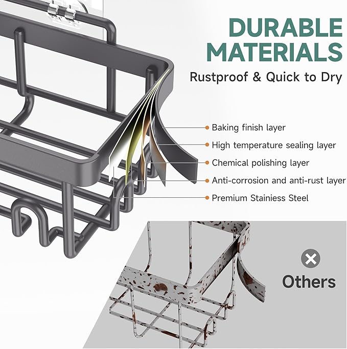 Rustproof & Waterproof Shower Caddy 6-Pack, Dark Grey