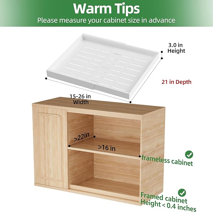 4 Pack Expandable Pull Out Cabinet Organizer, White, 21"D X 15-26"W